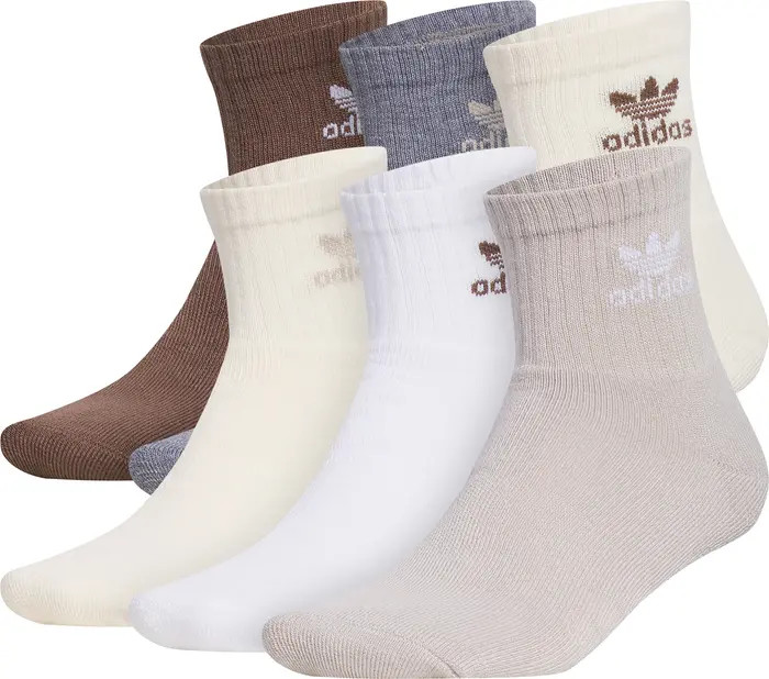 Assorted 6-Pack Trefoil Performance Quarter Crew Socks | Nordstrom