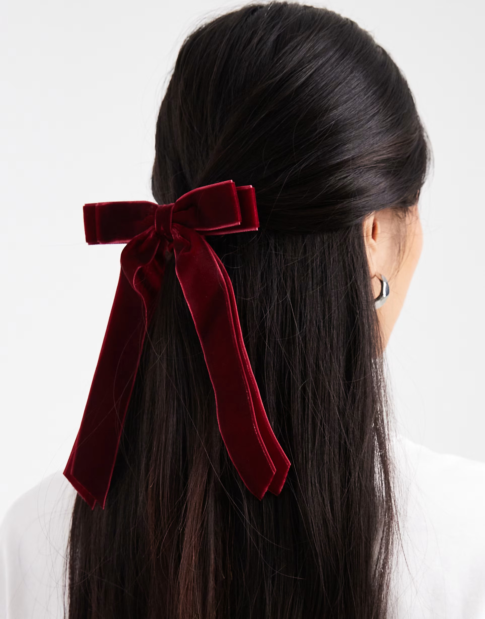 ASOS DESIGN hairband with velvet bow detail in burgundy | ASOS | ASOS (Global)
