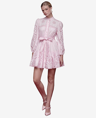 Women's Eyelet Cotton Lined Shirt Dress | Macy's