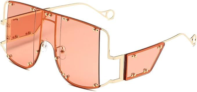 LASPOR Oversized Square Sunglasses for Women Men Big Frame Shades Rimless Glasses Fashion Vintage... | Amazon (US)