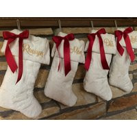 Ivory Fur Personalized Christmas Stockings. Soft Sock & With Cuffs. Red Bow Is Optional | Etsy (US)