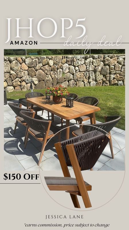 Amazon daily deal, save $150 on this gorgeous outdoor dining table and chair set. Amazon patio, Amazon outdoor furniture, outdoor living, outdoor dining, patio dining table and chair set, Amazon deal

#LTKSeasonal #LTKHome #LTKSaleAlert