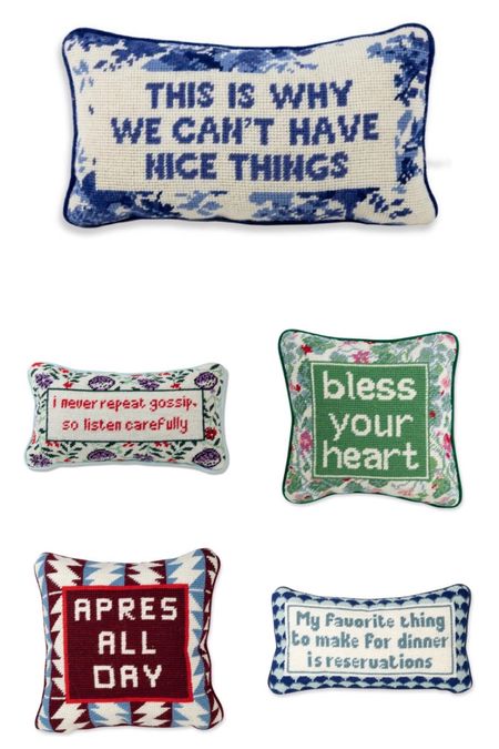 The gift for someone who has it all. These needlepoint pillows are so adorable and fit with everyone’s personality. These are my personal favorites, but they’re tons of options. 

#LTKhome #LTKGiftGuide #LTKCyberweek