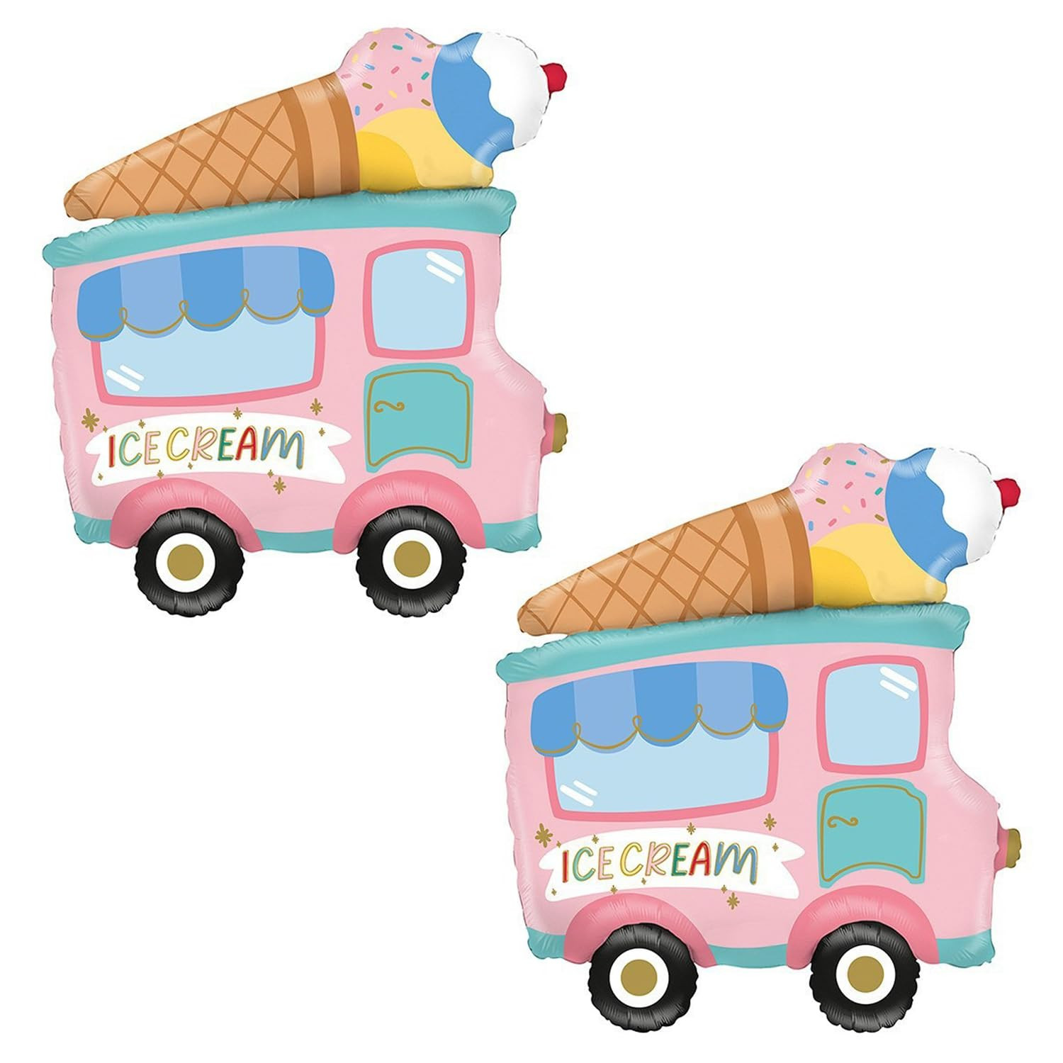 Ice Cream Truck Balloons 2 Pieces Foil Balloon Ice Cream Decoration Ice Cream Truck Foil Balloon ... | Amazon (US)