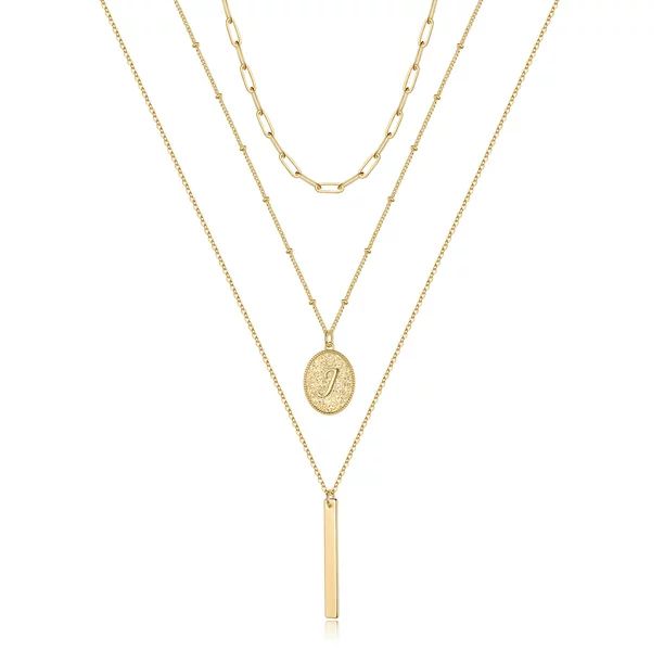 TINGN Gold Layered Initial Necklaces for Women 14K Gold Plated Paperclip Chain Necklace | Walmart (US)