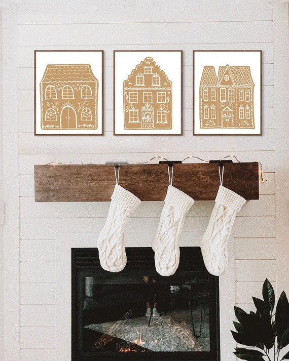 Printable Christmas Wall Art Set of 3  Gingerbread Decor  | Etsy | Etsy (US)