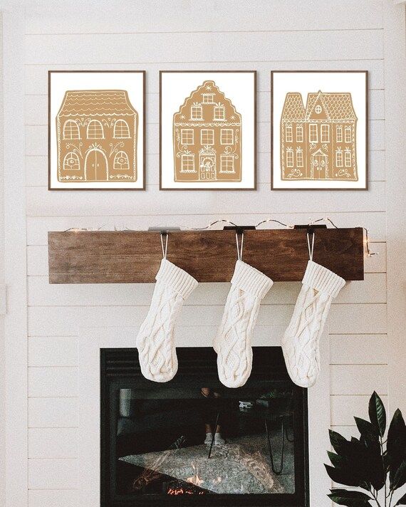 Printable Christmas Wall Art Set of 3 - Gingerbread Decor - INSTANT DOWNLOAD | Etsy (US)