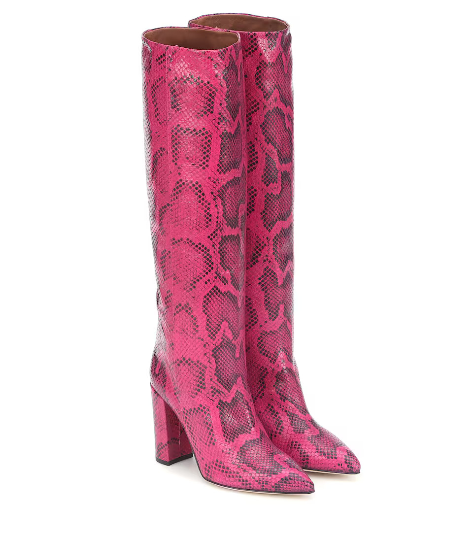 Snake-effect leather knee-high boots | Mytheresa (US/CA)