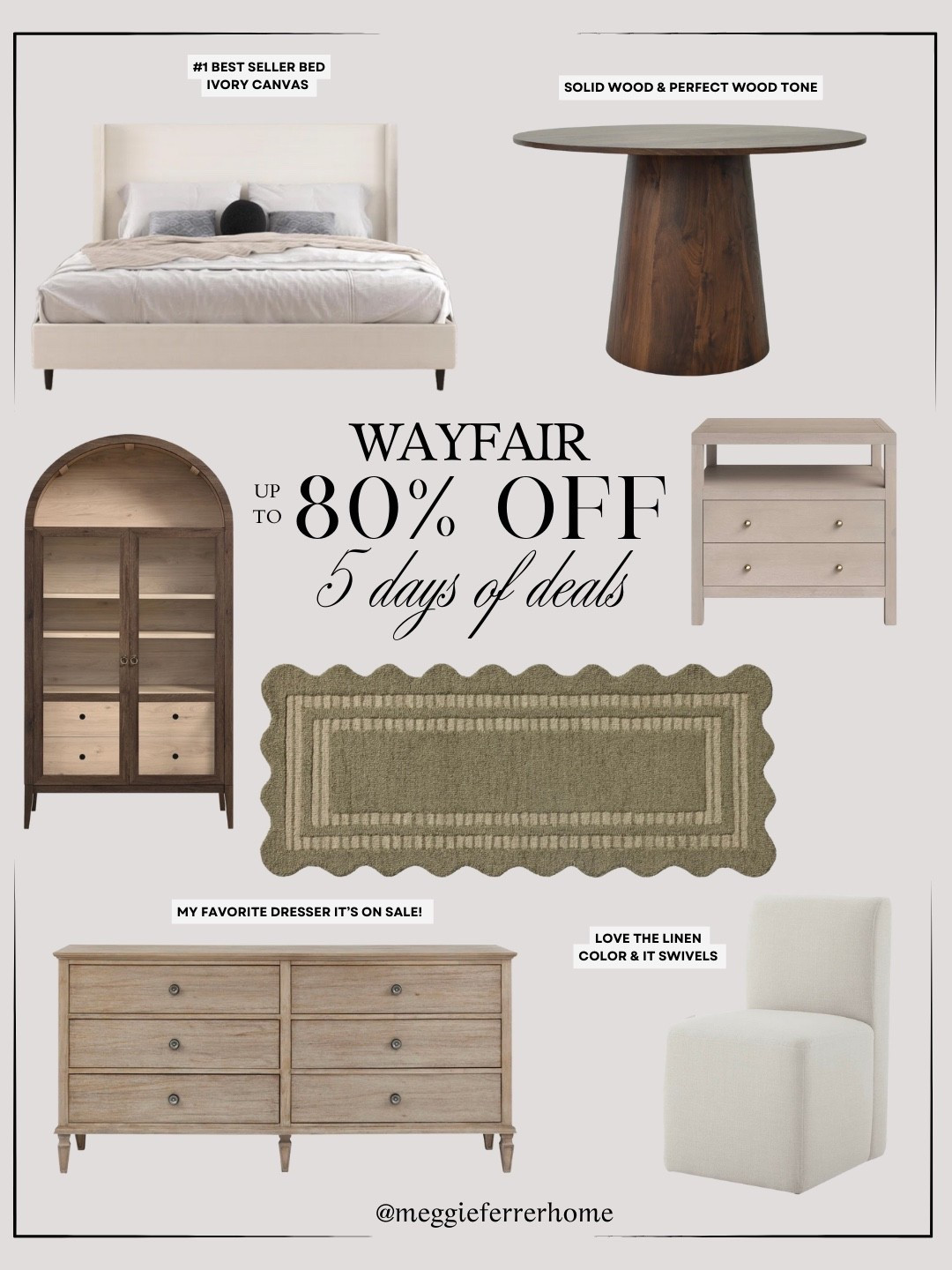 Wayfair is going all out right now — up to 80% off for 5 days, and these are some of my all-time favorite pieces. The best-seller ivory bed, my go-to dresser, the perfect wood-tone table, that scalloped rug… all on sale 🙌🏼 If you’ve been waiting to upgrade a room, this is the moment.

Everything linked right here 🤍


#LTKSaleAlert #LTKHome