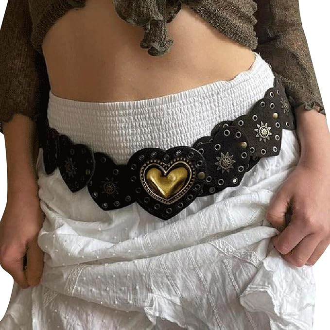 VILAGRAH Women Y2k Vintage Belt Grunge Punk Leather PU Cinch Waistband Dress Jeans Adjustable Bel... | Amazon (US)