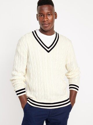 V-Neck Cable-Knit Pullover Sweater for Men | Old Navy (US)