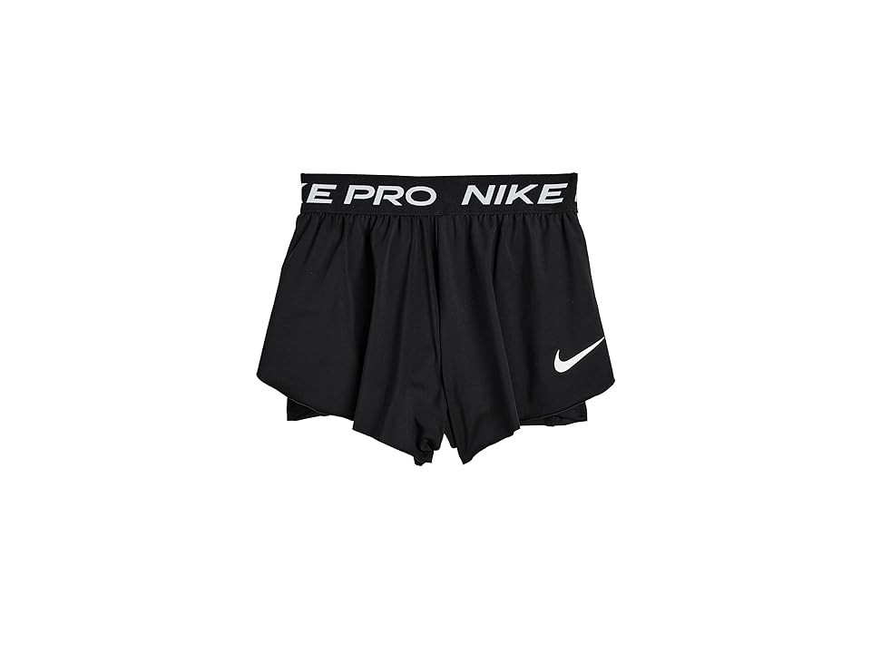 Nike Kids Pro 2-in-1 Shorts (Little Kid) Girl's Shorts Black: 4 Little Kid, Elastane/Polyester | Zappos.com