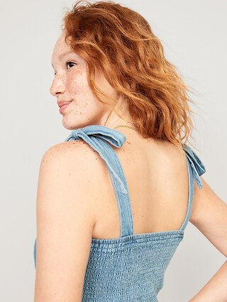 Fitted Tie-Shoulder Cropped Jean Corset Cami Top for Women | Old Navy (US)