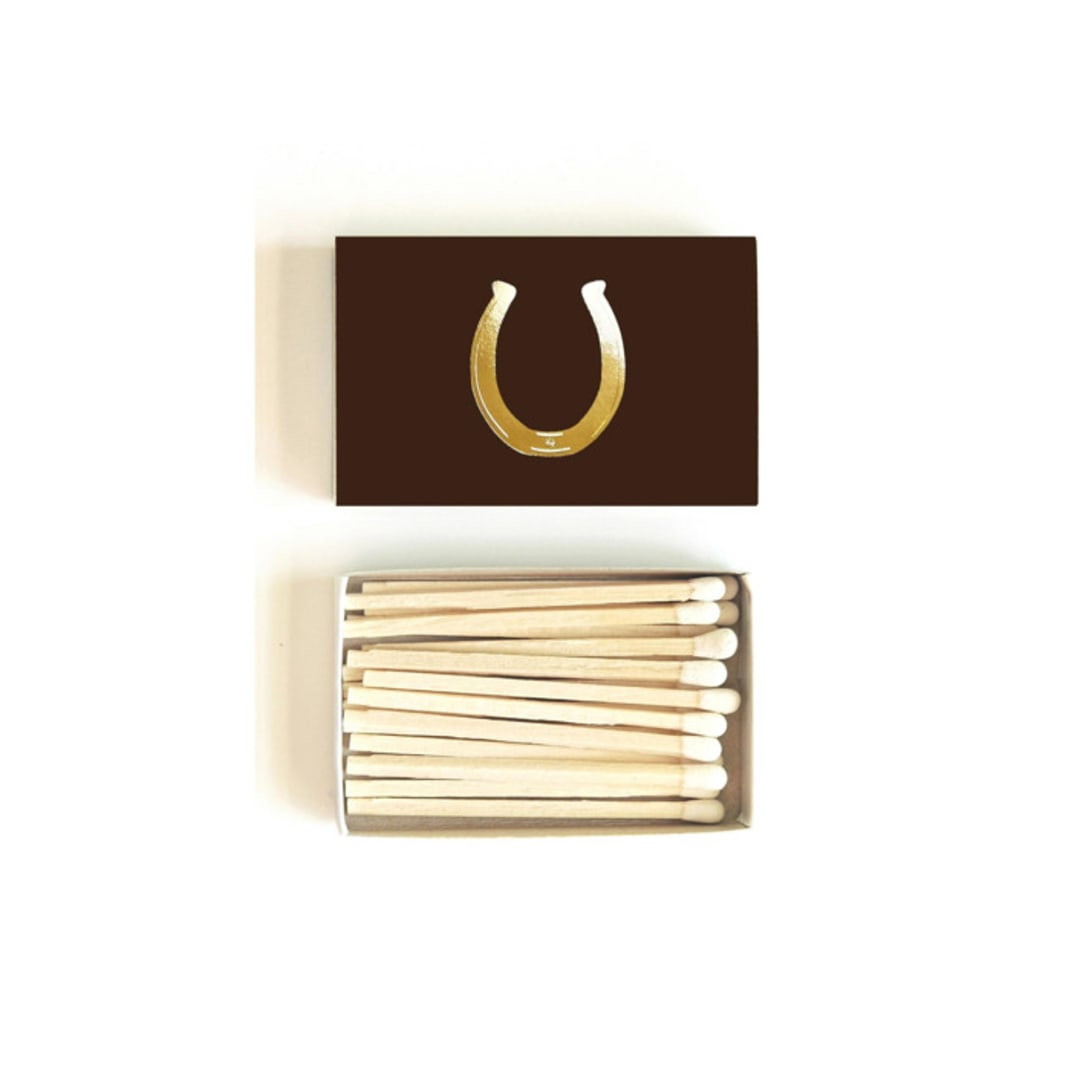 Lucky Horseshoe Matchbox, Gold on Brown | Minted