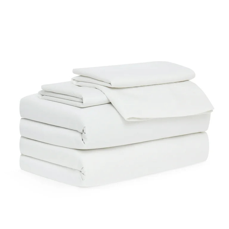 Allswell 6-Piece 300 Thread Count White Cotton Lyocell Blend Bed Sheet Set, Queen | Walmart (US)