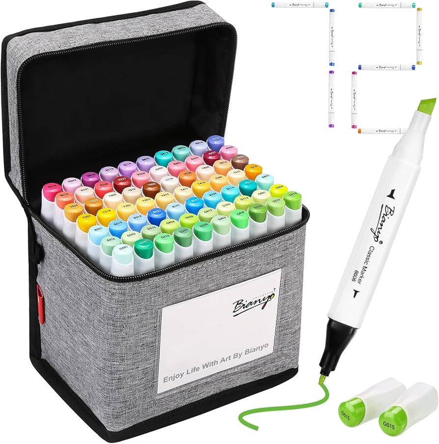 Bianyo 72 Pastel Markers Alcohol Marker Set, Dual Tip Art Markers Set, Alcohol-Based Ink Permanen... | Amazon (US)