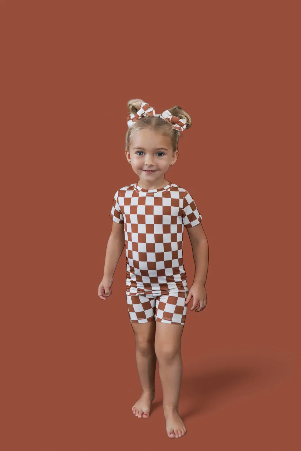 COPPER CHECKERS DREAM SHORT SET | Dream Big Little Co.