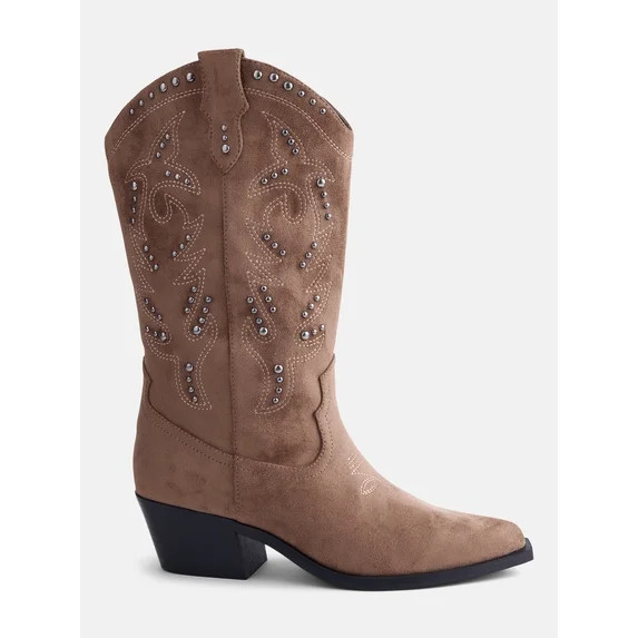 No Boundaries Women's Studded Cowboy Boots | Walmart (US)