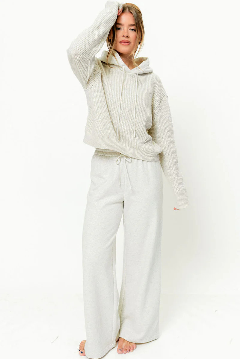 Caelynn Mixed Media Hoodie and Pants Set in Oatmeal | Worth Collective