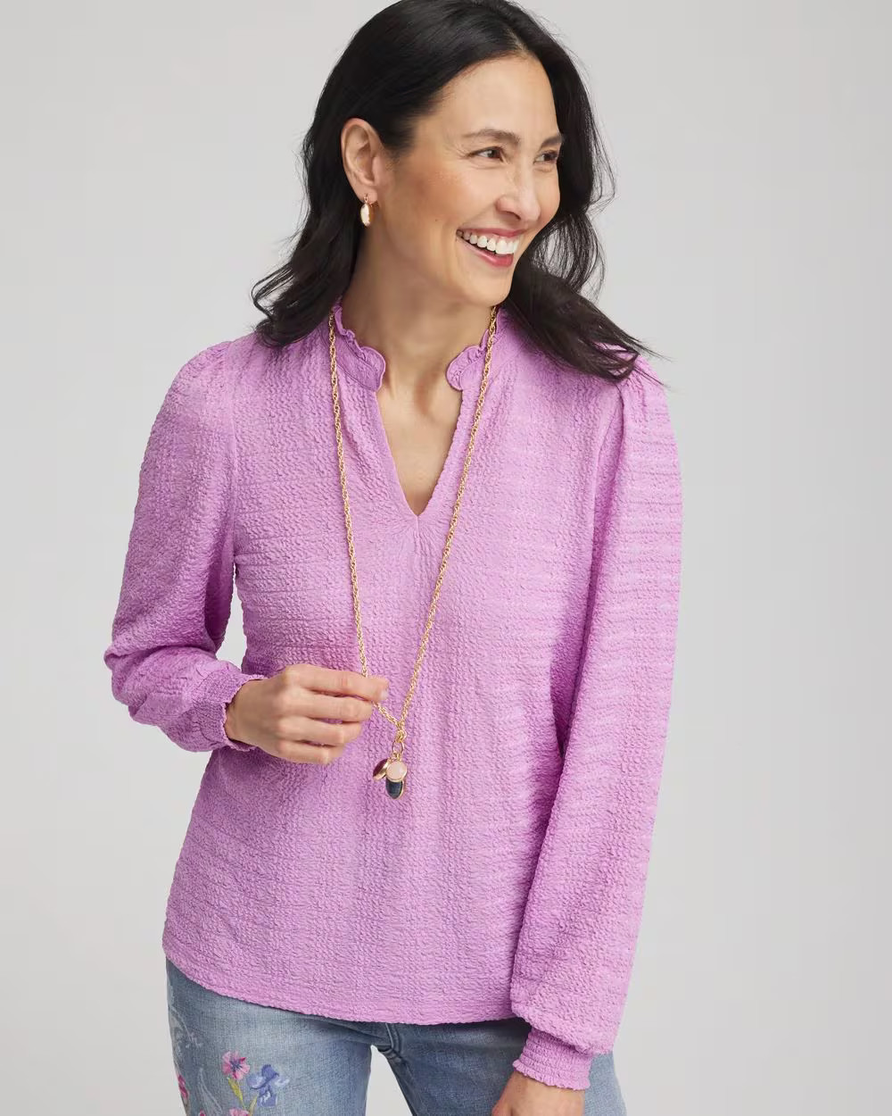 Smocked Long-Sleeved Tee | Chico's