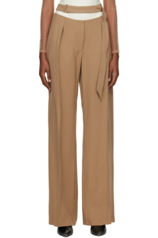 Mugler - Tan Fluid Trousers | SSENSE