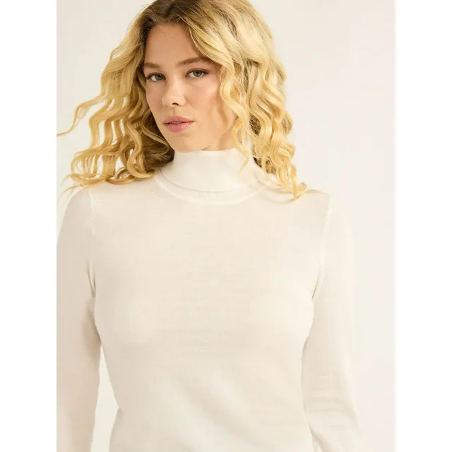 Free Assembly Women’s Cozy Yarn Classic Turtleneck Sweater with Long Sleeves, Lightweight, Size... | Walmart (US)