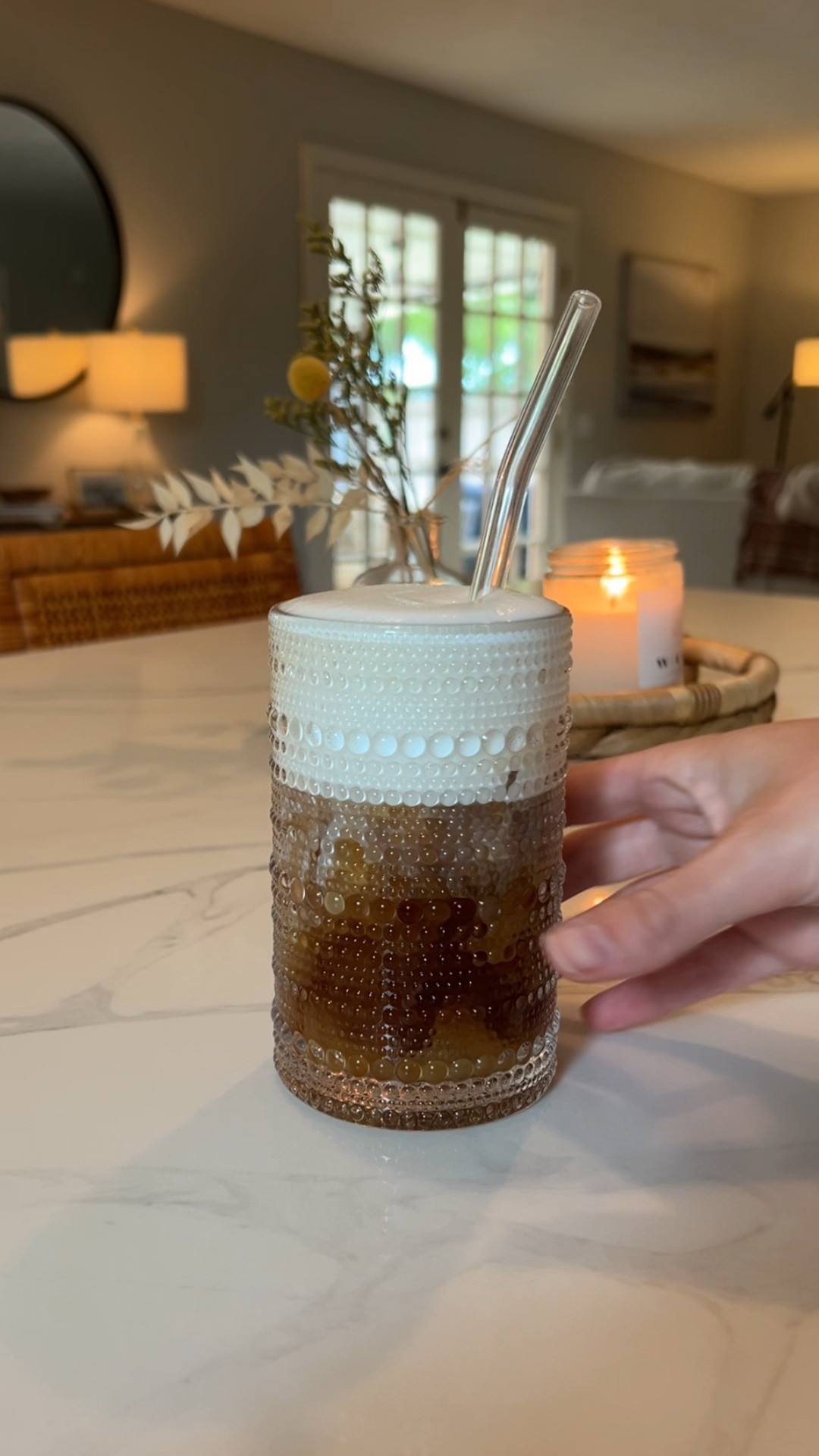 My favorite cups from our wedding registry 🤍 great for iced coffee, cocktails, juice and more. They are the cutest Parisian inspired highball glass with a beaded texture. They come in a variety of colors too. 

#LTKfindsunder50 #LTKhome