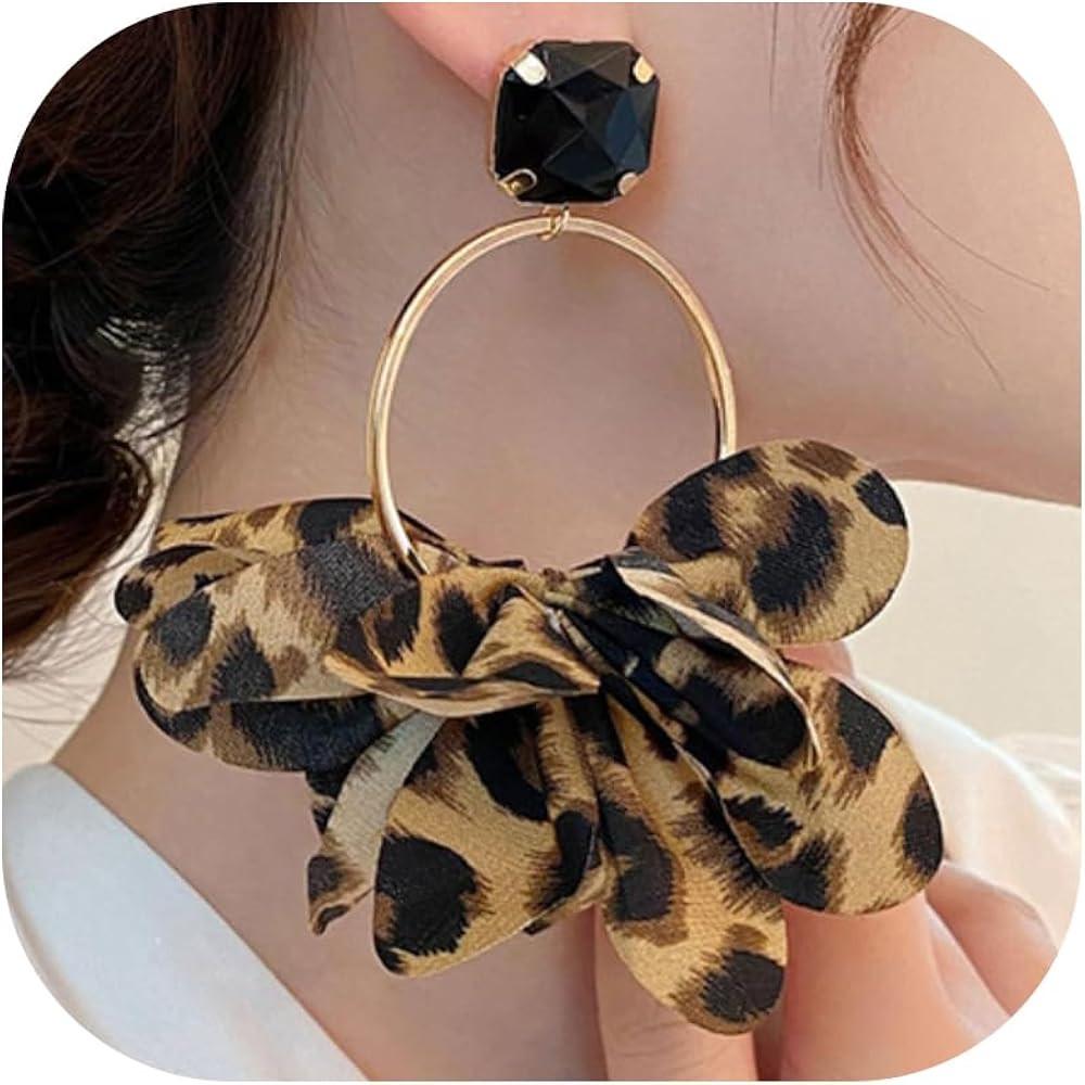 Chunky Leopard Earrings for Women Big Statement Leopard Print 80/90s Earrings Black Dangle Drop C... | Amazon (US)