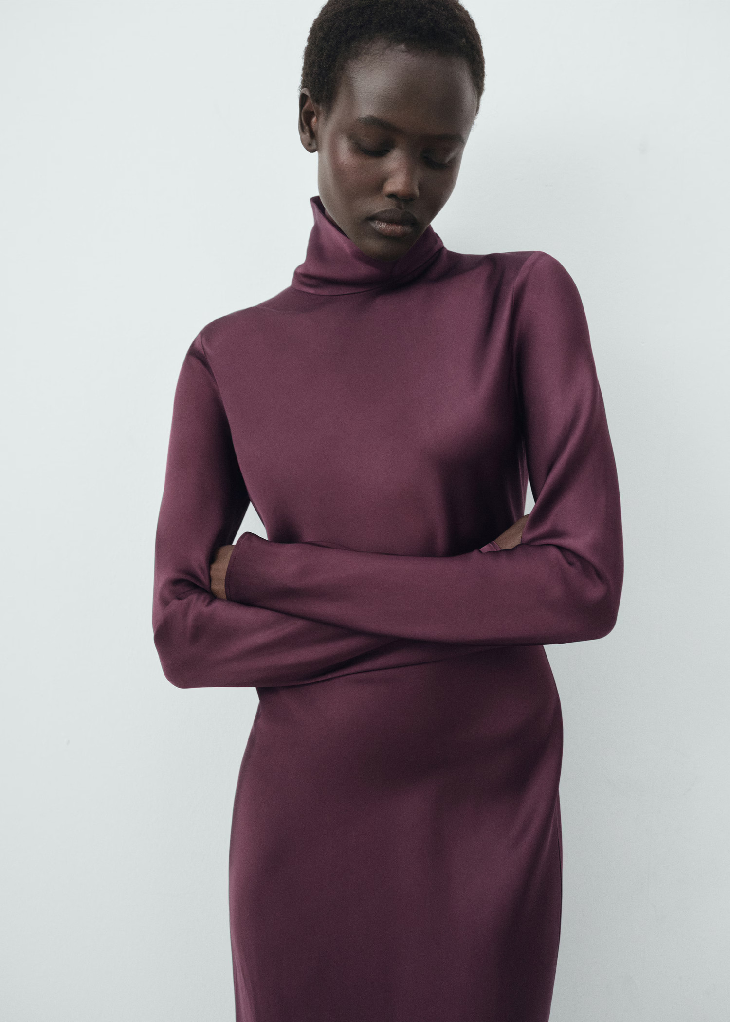 Satin high-neck dress - Women | MANGO USA | Mango (US/MX/AU)