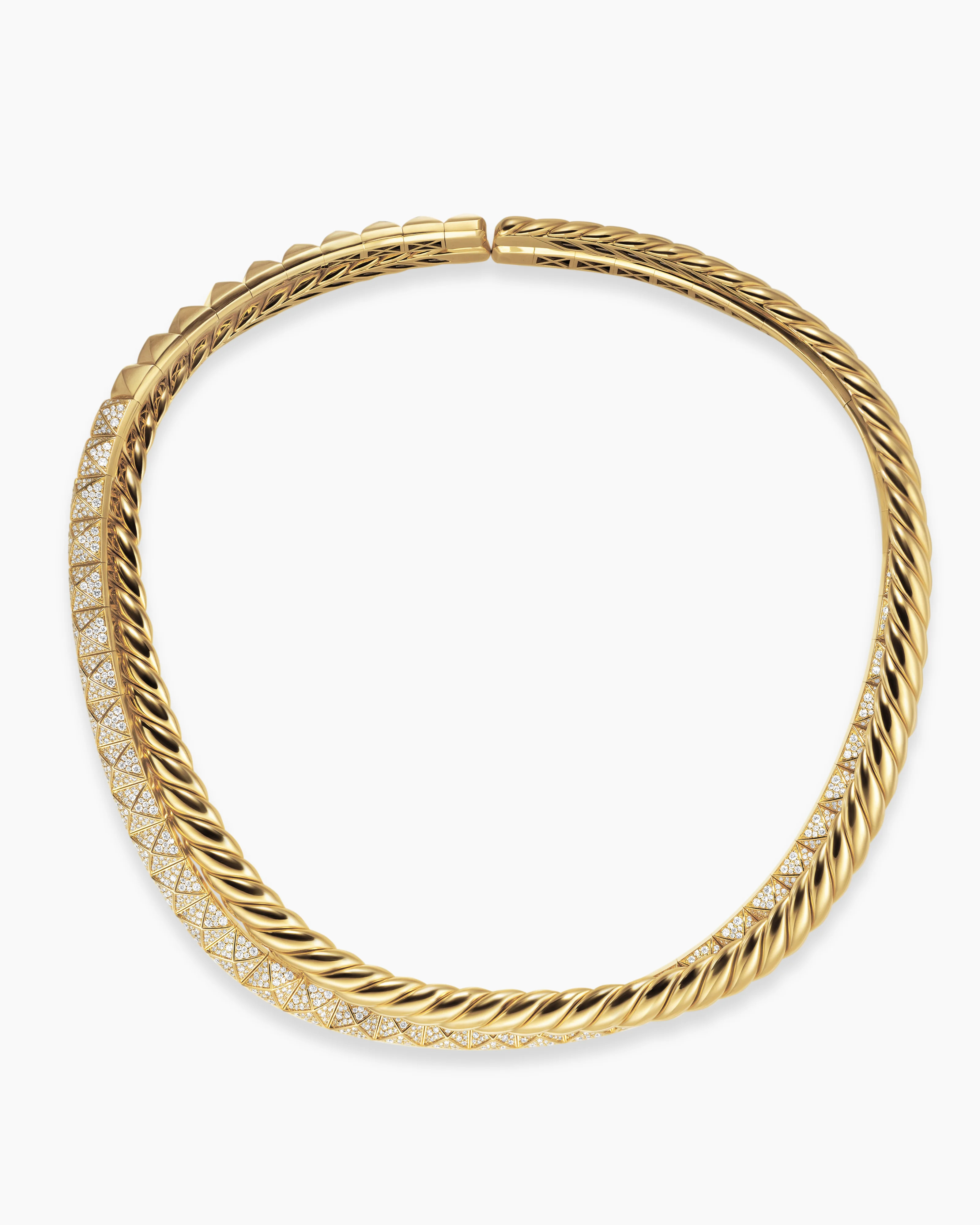 David Yurman | Crossover Trio Collar Necklace in 18K Yellow Gold with Diamonds, 16.5mm | David Yurman
