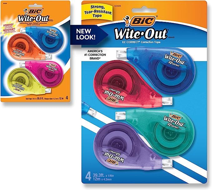 BIC Clean Wite-Out Brand EZ Correct Correction Tape, 4-Count | Amazon (US)