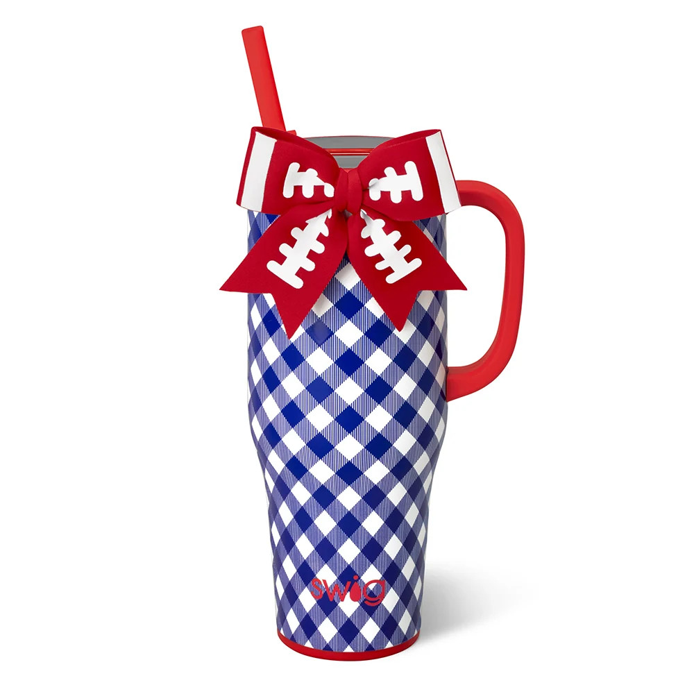 Gameday Gingham Royal + Red Mega Mug 40oz | Swig Life