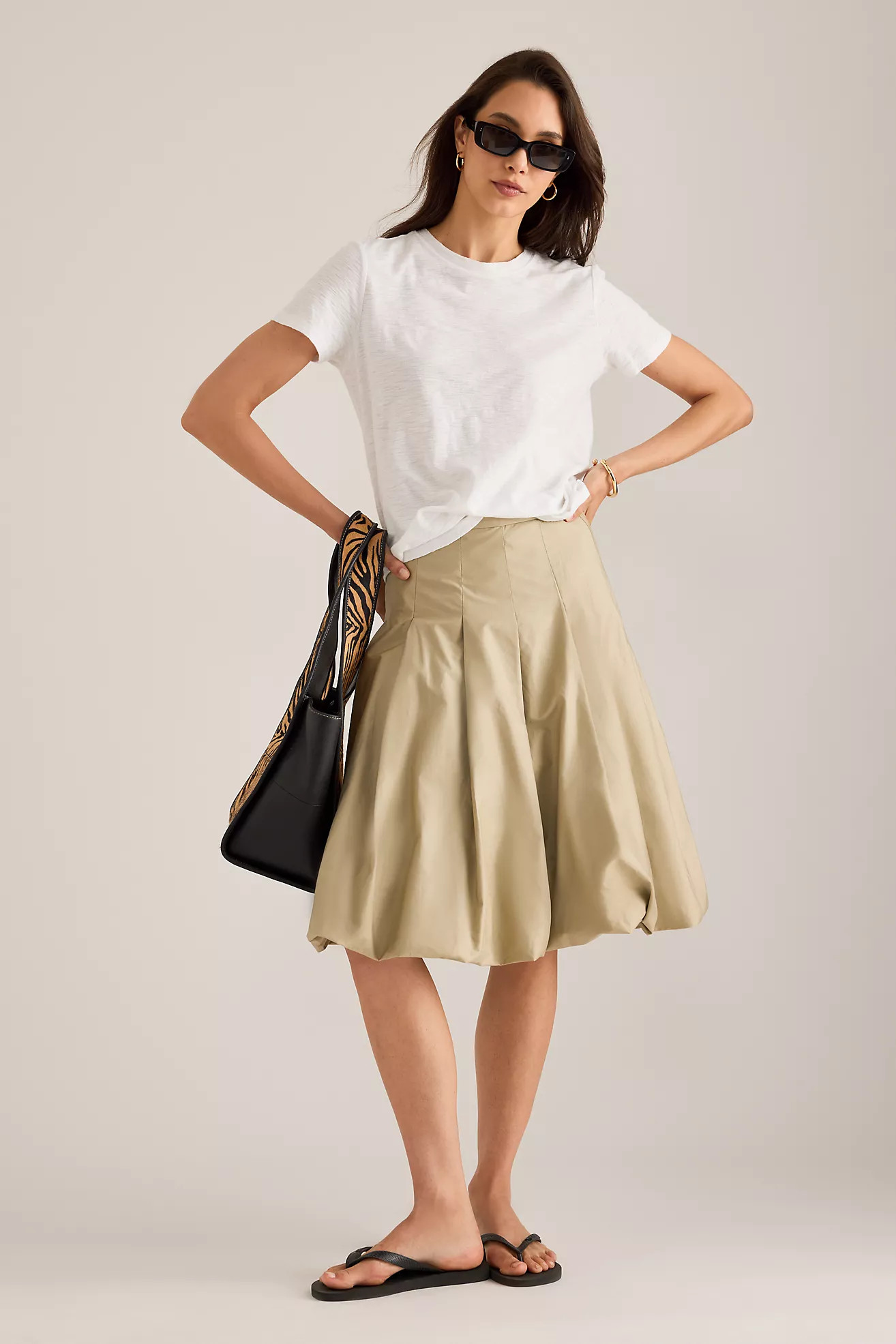 Mare Mare Cotton Pleated Bubble-Hem Midi Skirt | Anthropologie (UK)