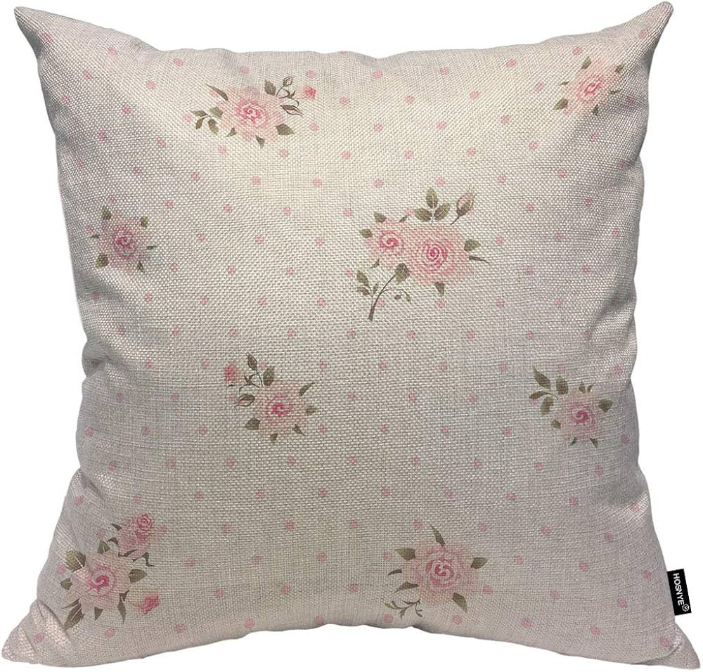 HOSNYE Floral Polka Dot Background Throw Pillow Case Cushion Covers Shabby Chic Style Pattern wit... | Amazon (US)