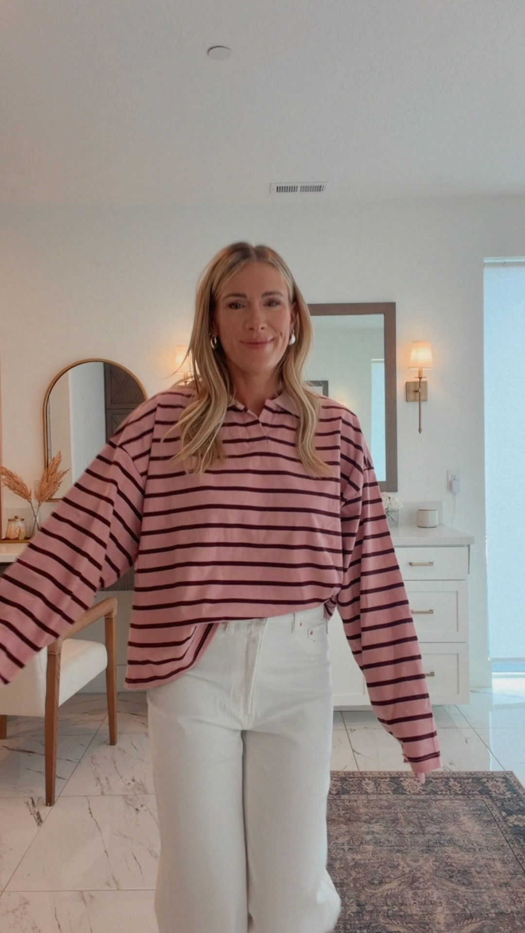 I’ll be wearing pinks all month long.🫶🏻🎀 The burgundy and pink striped combo is so good!

#LTKootd #LTKSaleAlert #LTKValentine