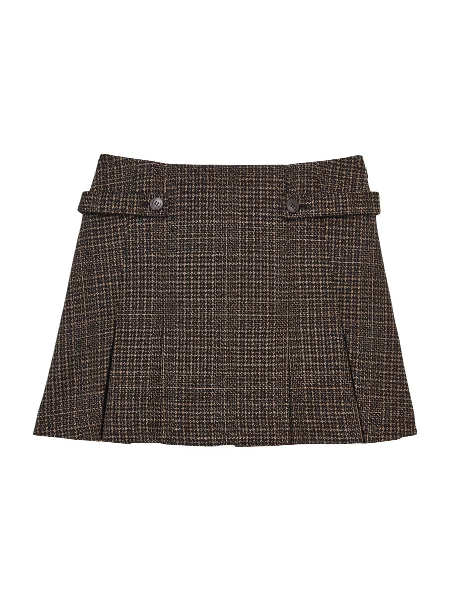 Elle Pleated Plaid Tweed Miniskirt | Saks Fifth Avenue