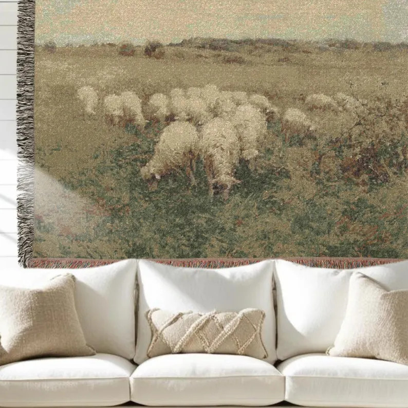 Vintage Sheep Woven Tapestry,pastoral Modern Farmhouse Wall Hanging, Countryside Landscape Decor,... | Etsy (Global)