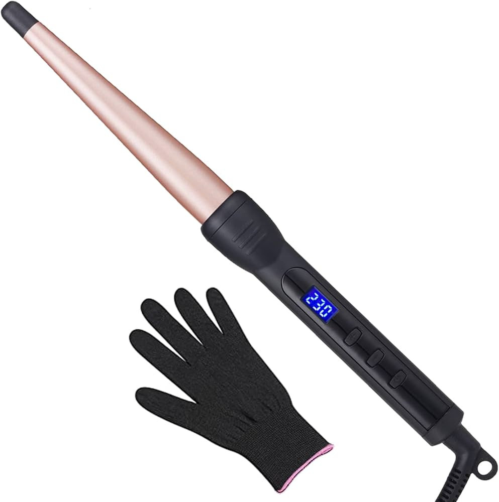 Curling Wand, Professional Ceramic 1/2-1 Inch Tapered Hair Curling Iron, LCD Display with 14 Heat... | Amazon (US)