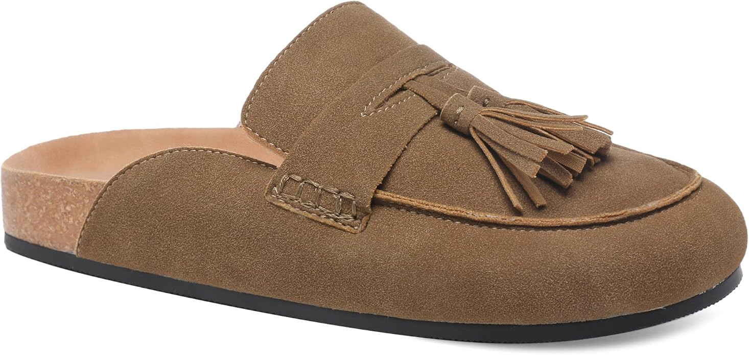 Suede Mules for Women Platform Clog Mules with Tassel Slip on Loafer Slides Round Toe Backless Sl... | Amazon (US)