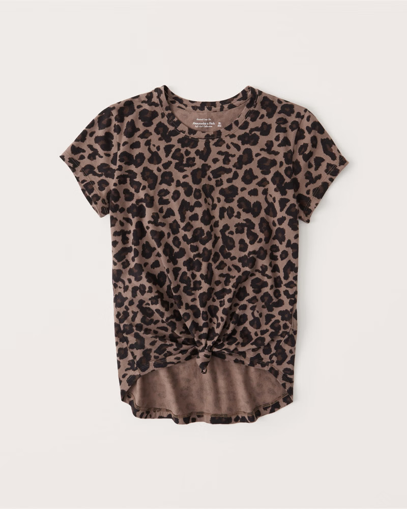 Leopard Knotted Crew Tee | Abercrombie & Fitch (US)