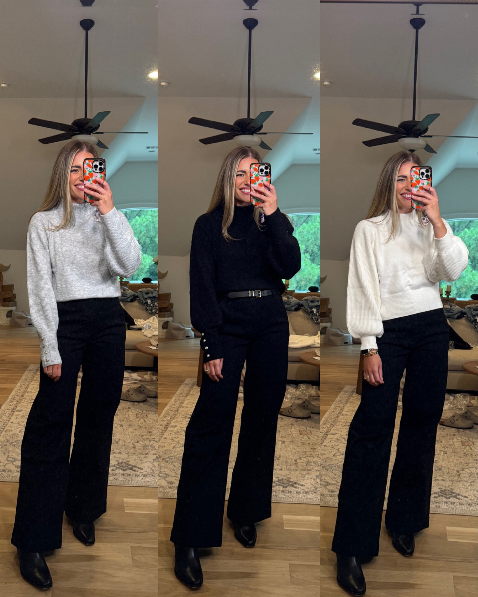 Cutest new sweaters from Walmart. The grey and the black have the cutest pearl details on the sleeves. 🤩 TTS - M 
Obsessed with this black wide leg jeans. Look & feel $$$. The fit is incredible. So comfy! I’m 5’5. My waist is 29” & my hips are 40”. True to size chart (run big) I’m wearing the size 6! I typically wear a size 29   • @walmartfashion #walmartpartner #walmartfashion

#LTKWorkwear #LTKSeasonal #LTKFindsUnder50