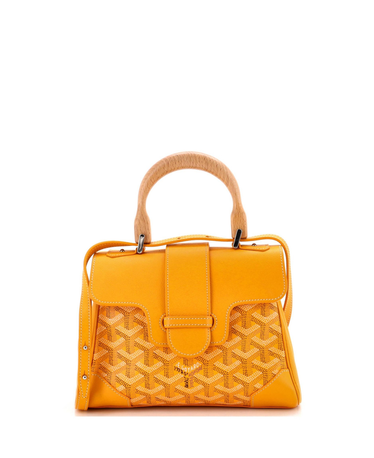 Pre-Owned Goyard Mini Saigon Top Handle Bag Coated Canvas with Leather - Yellow | Macy's