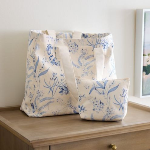 Toile Printed Tote & Pouch Set | Ballard Designs, Inc.