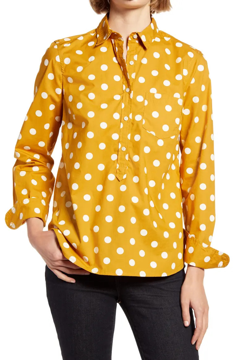Print Cotton Poplin Popover Top | Nordstrom