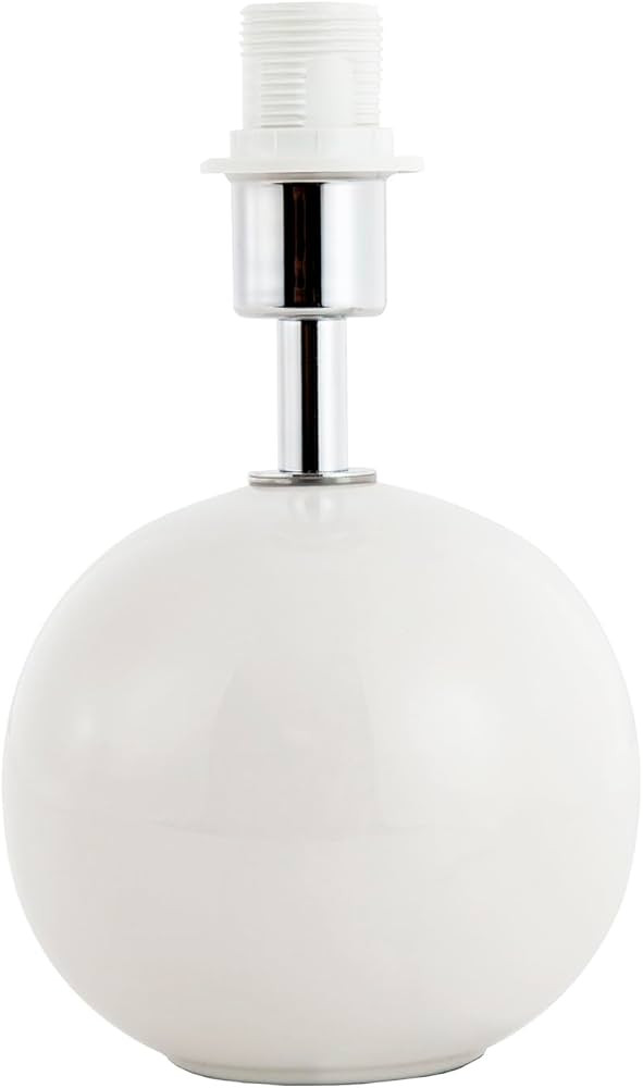 Traditional Classic Round Ceramic Table Lamp Base in Off-White Gloss Finish | Chrome Plated Lamp ... | Amazon (UK)