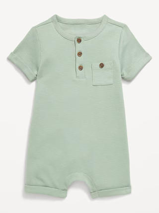 Printed Ribbed Henley Pocket One-Piece Romper for Baby | Old Navy (US)