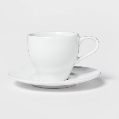 3.4oz Porcelain Espresso Cup with Saucer White - Threshold™: Traditional Style, Dishwasher & Mi... | Target