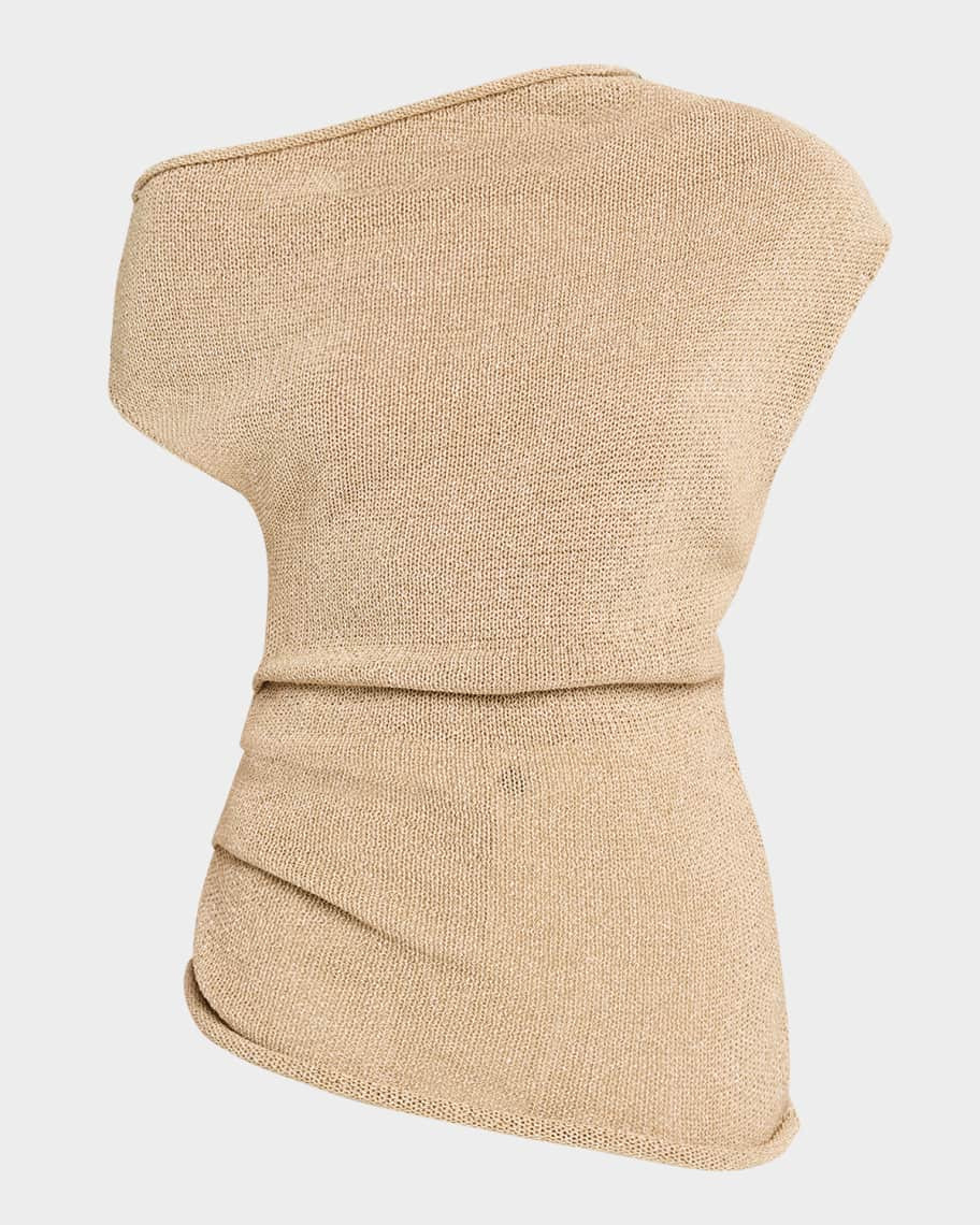 A.L.C. Joni Draped One-Shoulder Metallic Knit Top | Neiman Marcus