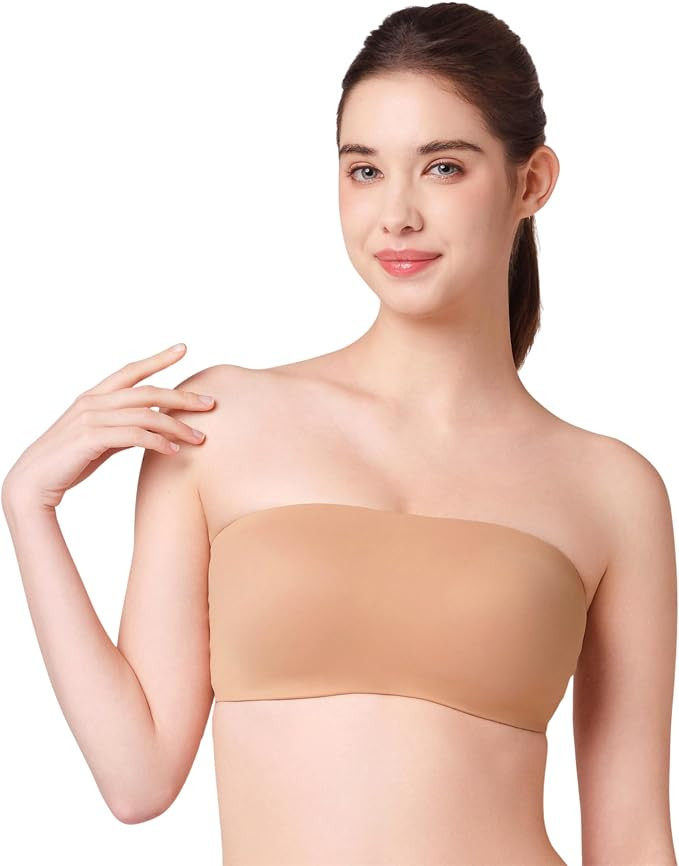 Floatley Cozy Strapless Bandeau Bra, Comfort Wirefree Seamless Pull Over Lightly Lined Bra with E... | Amazon (US)