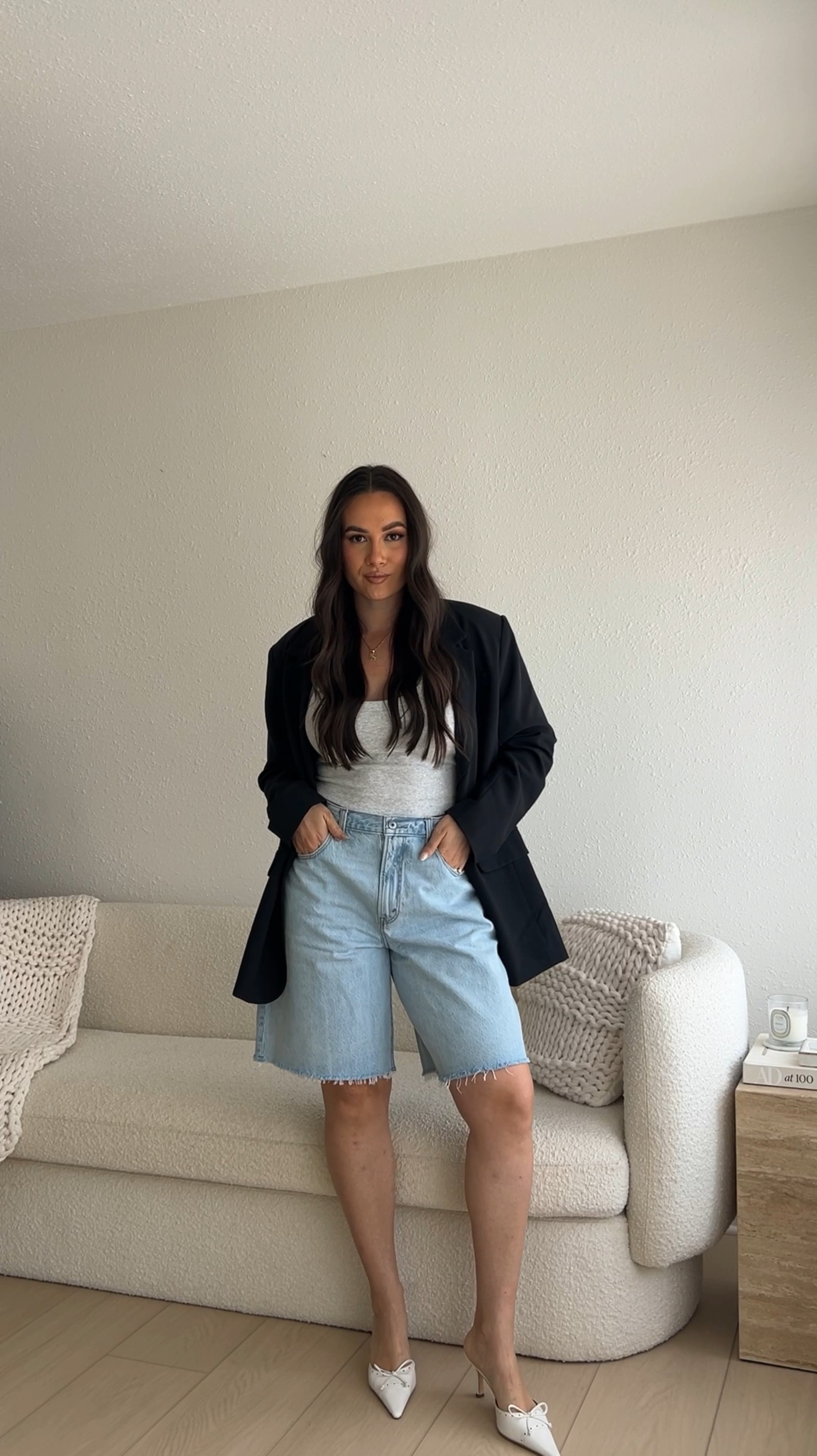 Casual outfit, shorts, Abercrombie denim sale, blazer outfit, black blazer, tank top

#LTKStyleTip #LTKFindsUnder100 #LTKxAF